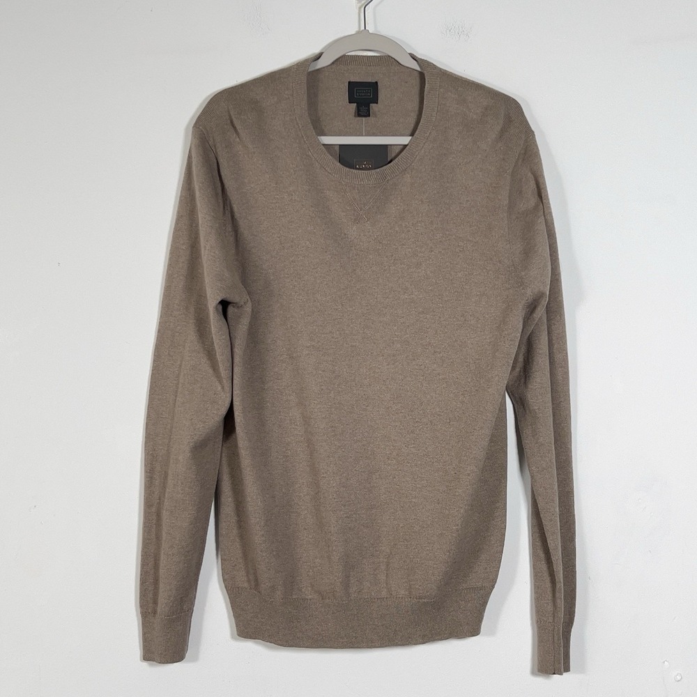 14th And‎ Union Cotton Cashmere Crewneck Sweater Mens Sz L Cream Lightweight